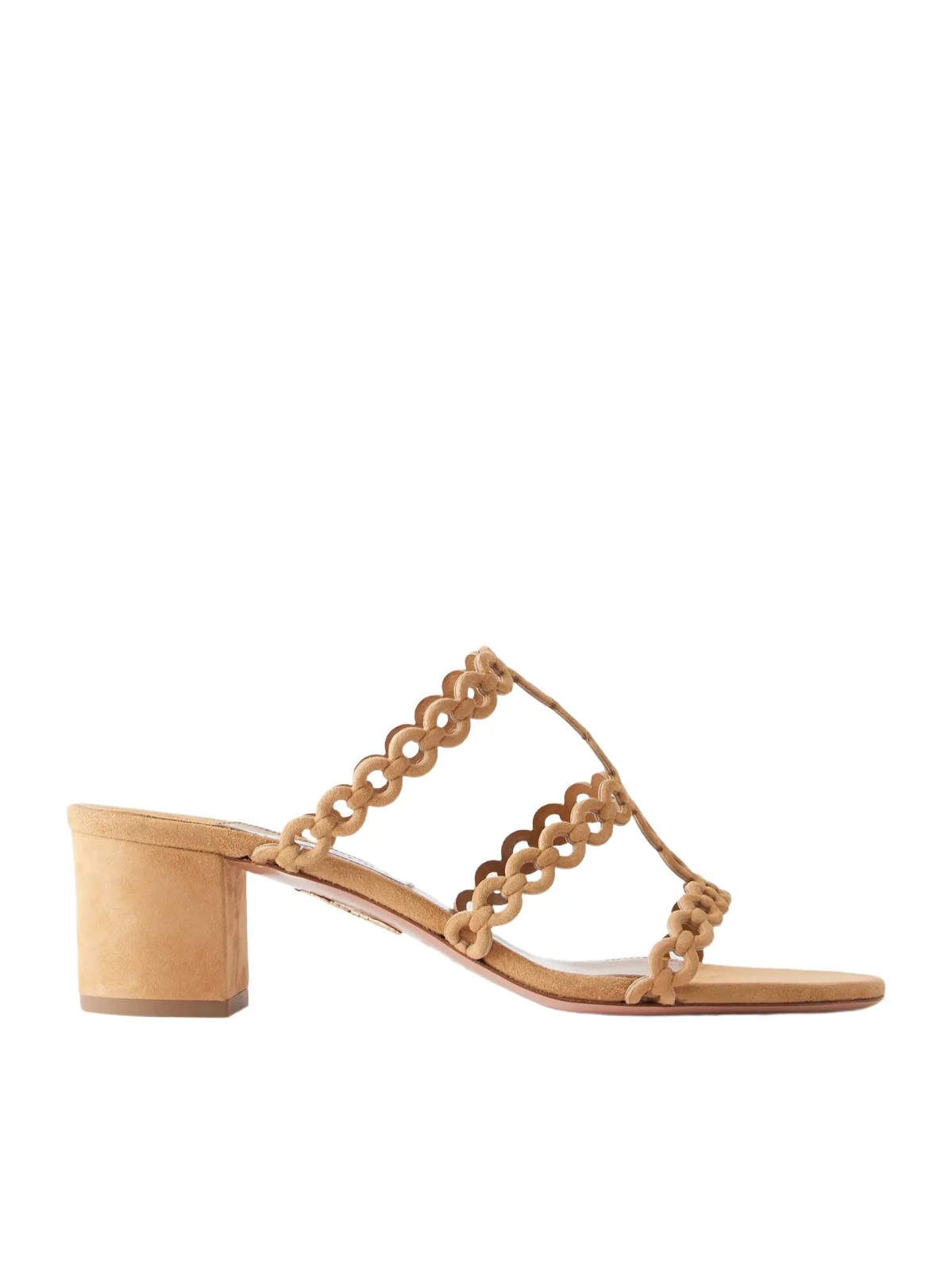 Aquazzura Infinity Chain 50 Perforated Suede Mules