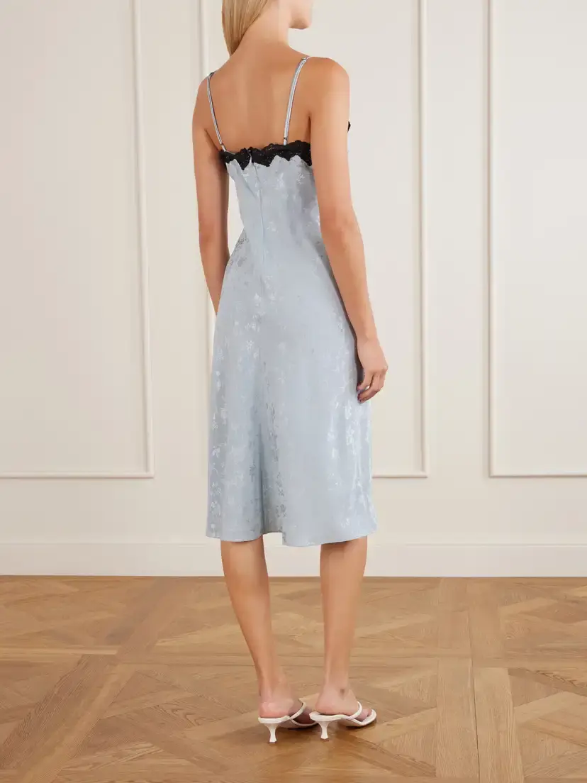 MAISON MAYLE Pina Lace-trimmed Silk-crepe De Chine Midi Dress | Thumbnail 3 MAISON MAYLE Pina Lace-trimmed Silk-crepe De Chine Midi Dress | Thumbnail 3