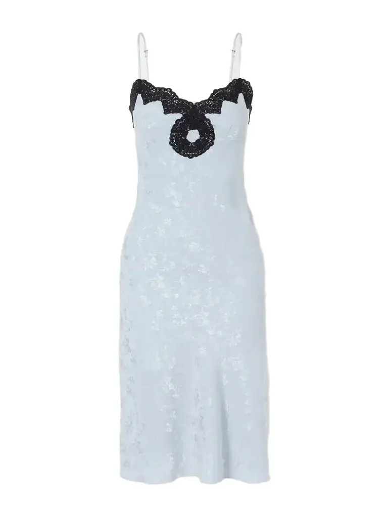 MAISON MAYLE Pina Lace-trimmed Silk-crepe De Chine Midi Dress