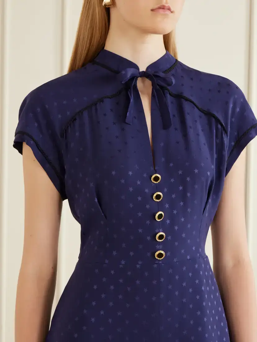 Alessandra Rich Silk Jacquard Midi Dress | Thumbnail 4 Alessandra Rich Silk Jacquard Midi Dress | Thumbnail 4