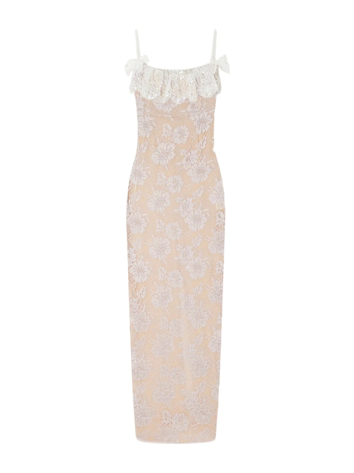 Alessandra Rich Bow-detail Lace And Sequins-embroidered Gown - Purple
