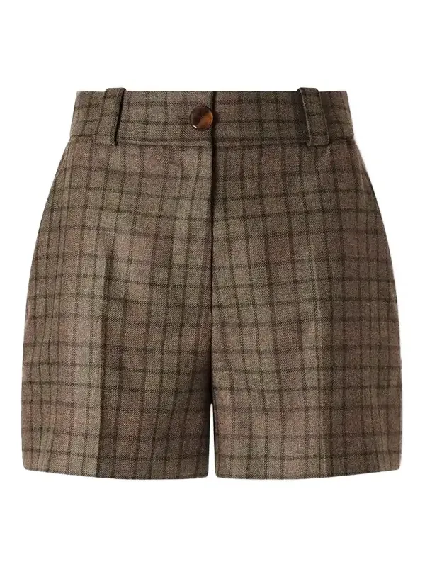 Teke Checked Wool And Cashmere-blend Shorts - Green