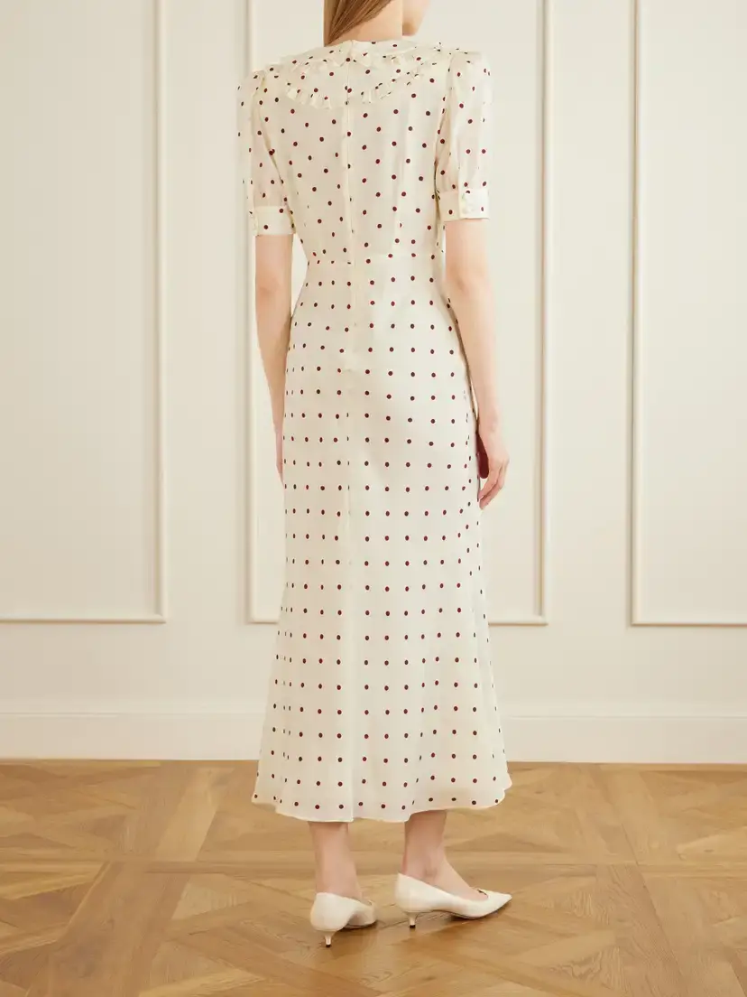 Alessandra Rich Ruffled Polka-dot Silk Midi Dress | Thumbnail 3 Alessandra Rich Ruffled Polka-dot Silk Midi Dress | Thumbnail 3