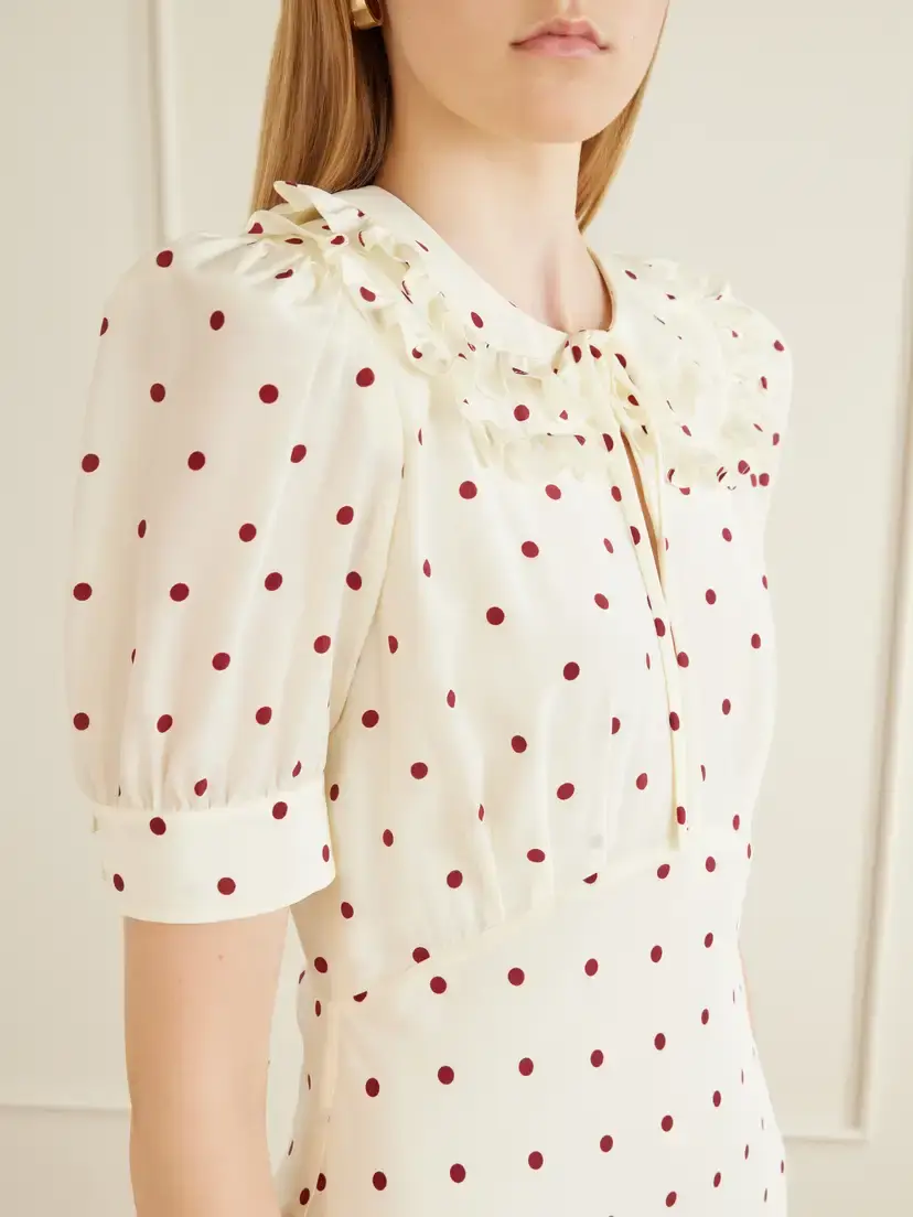 Alessandra Rich Ruffled Polka-dot Silk Midi Dress | Thumbnail 4 Alessandra Rich Ruffled Polka-dot Silk Midi Dress | Thumbnail 4