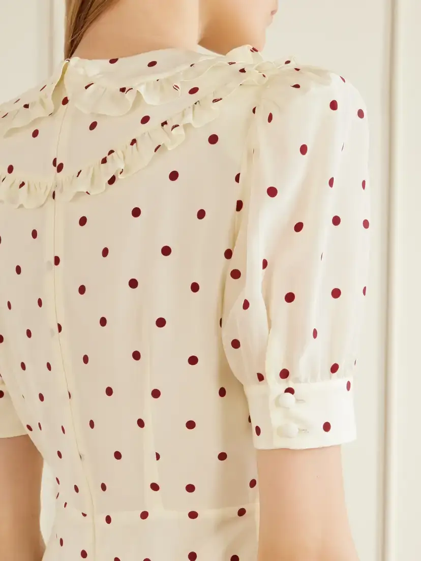 Alessandra Rich Ruffled Polka-dot Silk Midi Dress | Thumbnail 5 Alessandra Rich Ruffled Polka-dot Silk Midi Dress | Thumbnail 5