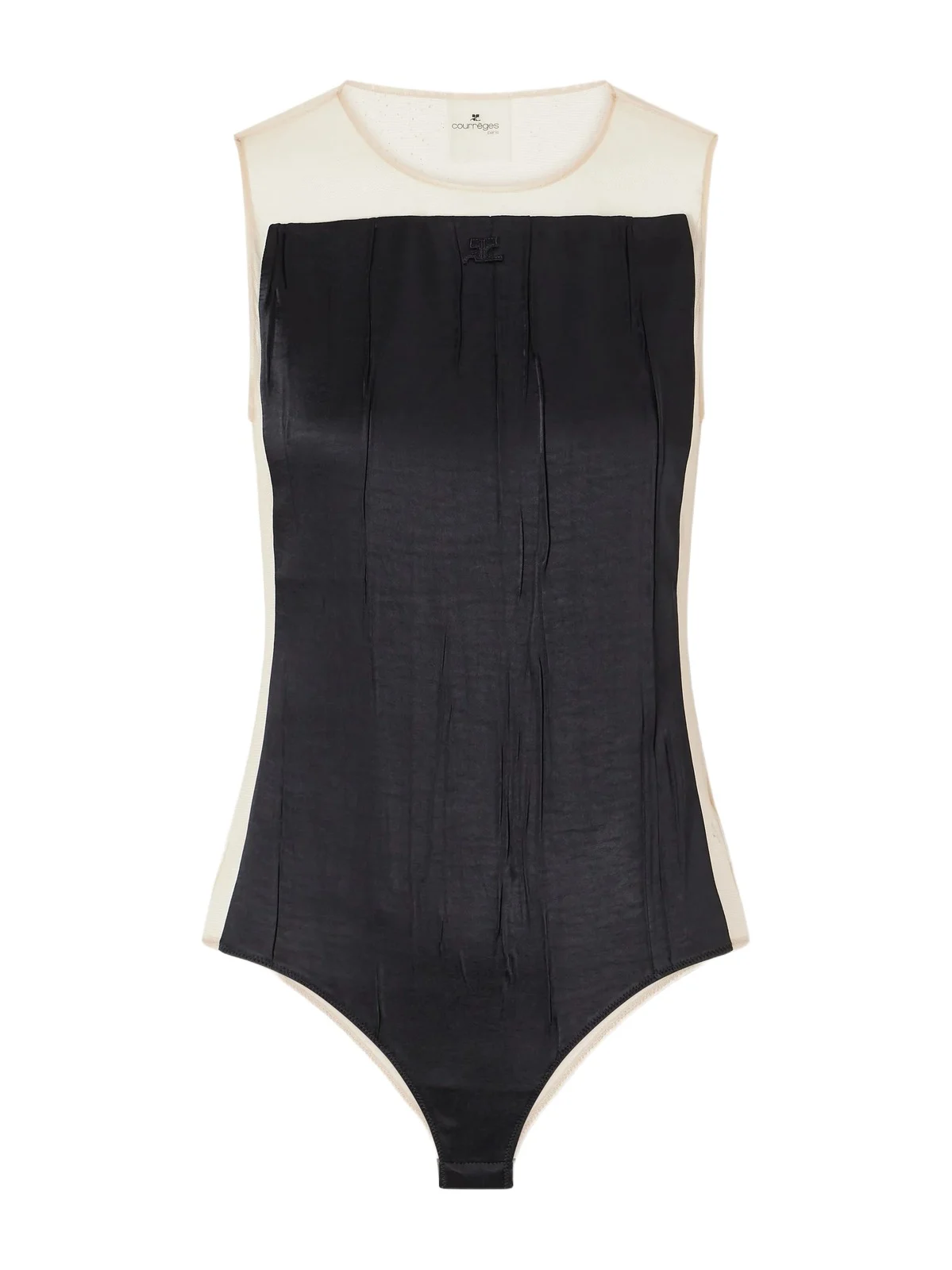 Logo-appliqué Crinkled-satin And Organza Bodysuit - Black Logo-appliqué Crinkled-satin And Organza Bodysuit - Black