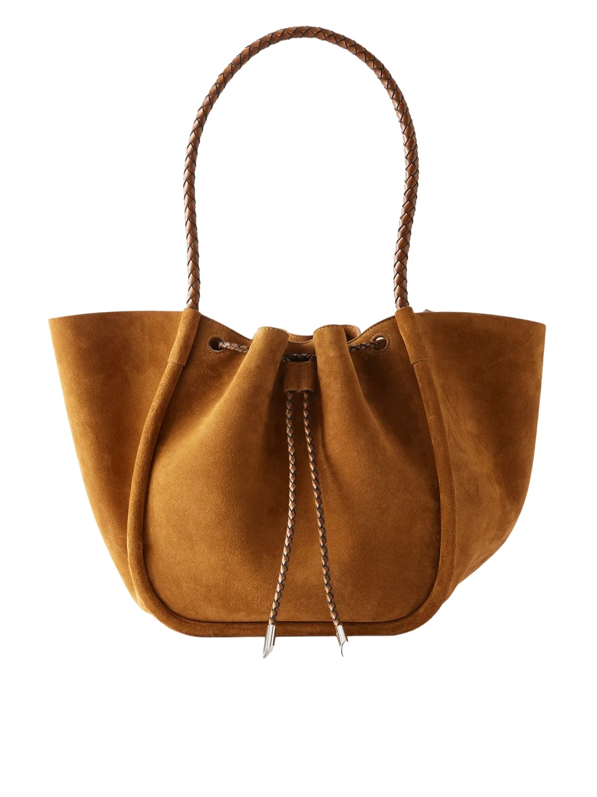Large Ruched Leather-trimmed Suede Tote Large Ruched Leather-trimmed Suede Tote