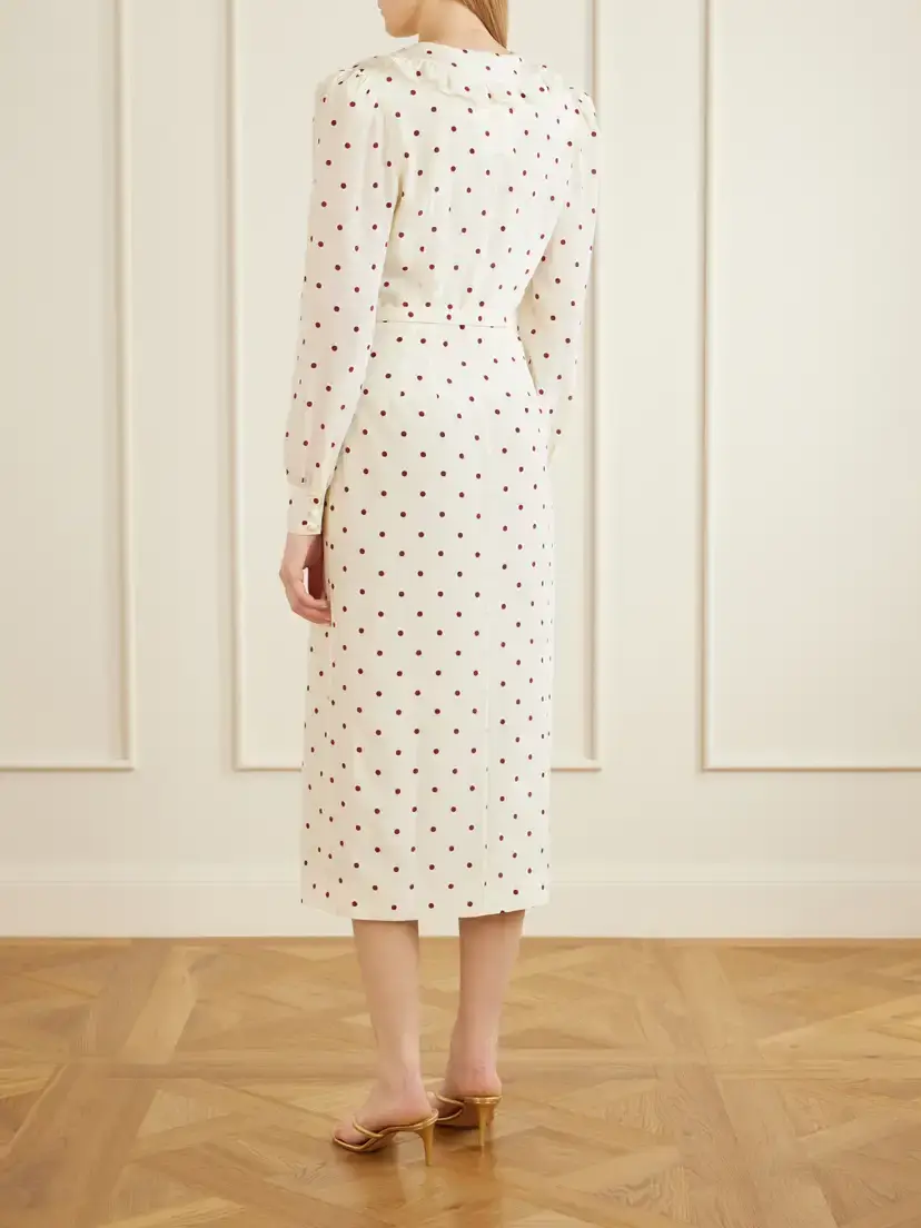 Alessandra Rich Belted Polka-dot Silk-crepe Midi Dress | Thumbnail 3 Alessandra Rich Belted Polka-dot Silk-crepe Midi Dress | Thumbnail 3