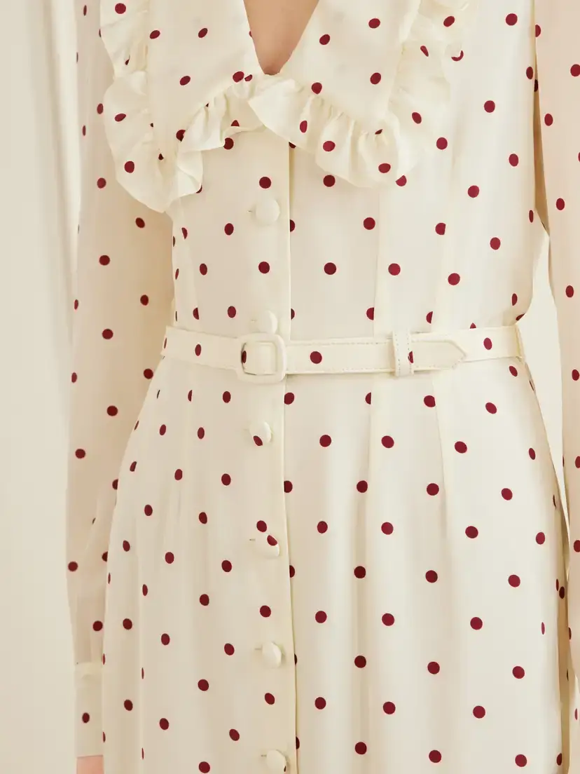 Alessandra Rich Belted Polka-dot Silk-crepe Midi Dress | Thumbnail 4 Alessandra Rich Belted Polka-dot Silk-crepe Midi Dress | Thumbnail 4