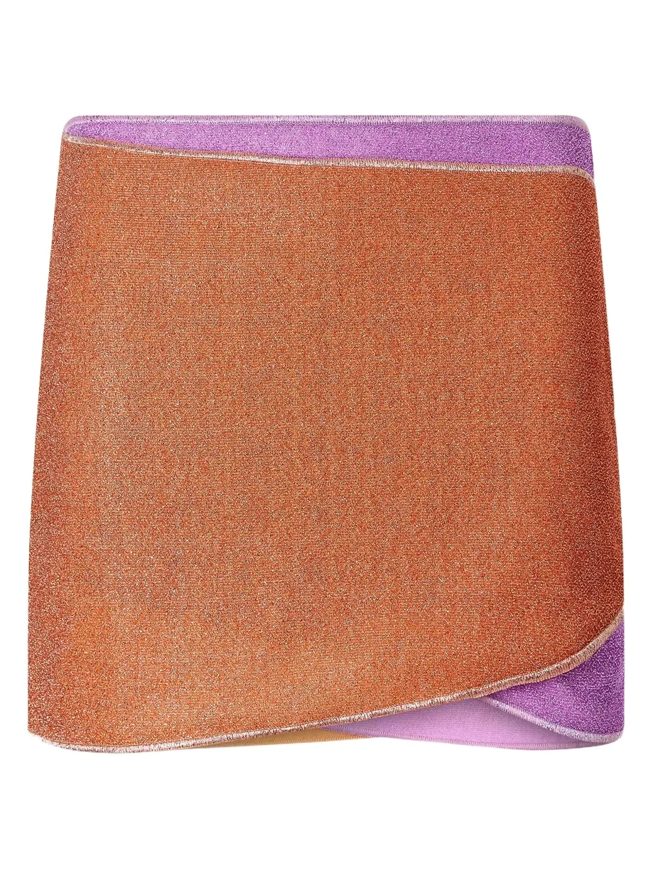 Oséree Lumière Double Metallic Lurex Mini Skirt