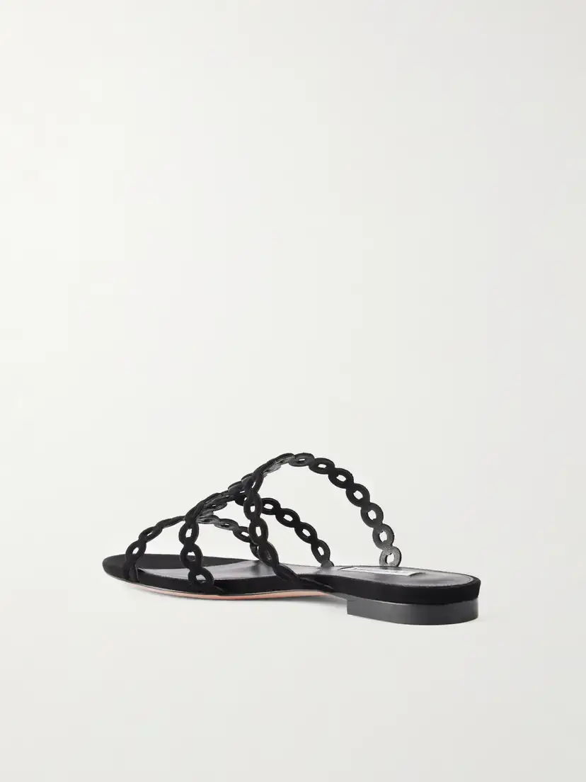 Aquazzura Infinity Chain Perforated Suede Flats | Thumbnail 3