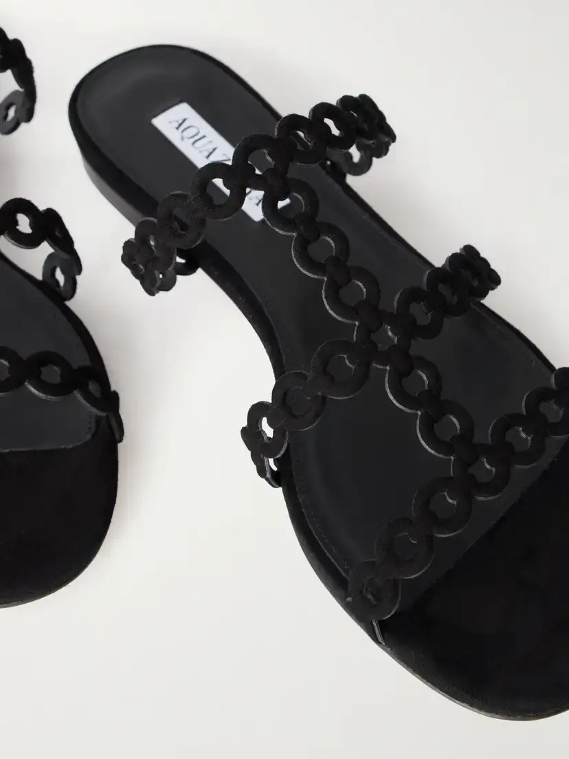 Aquazzura Infinity Chain Perforated Suede Flats | Thumbnail 5