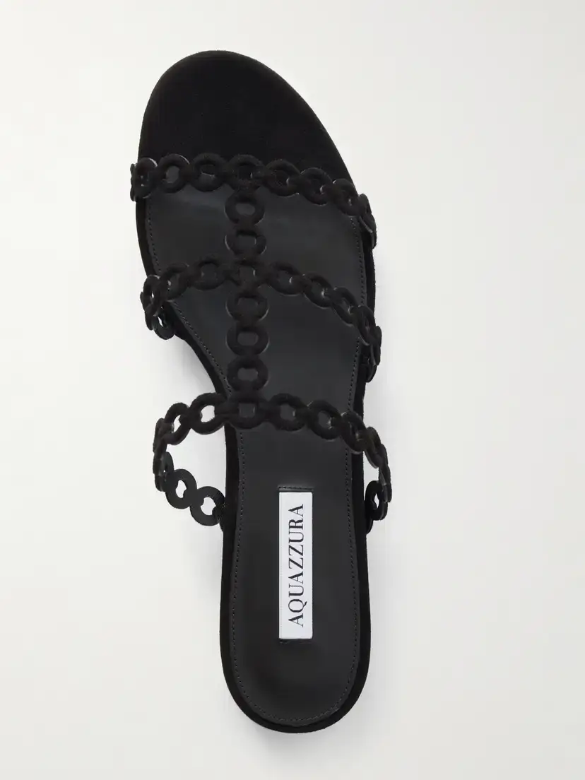 Aquazzura Infinity Chain Perforated Suede Flats | Thumbnail 6