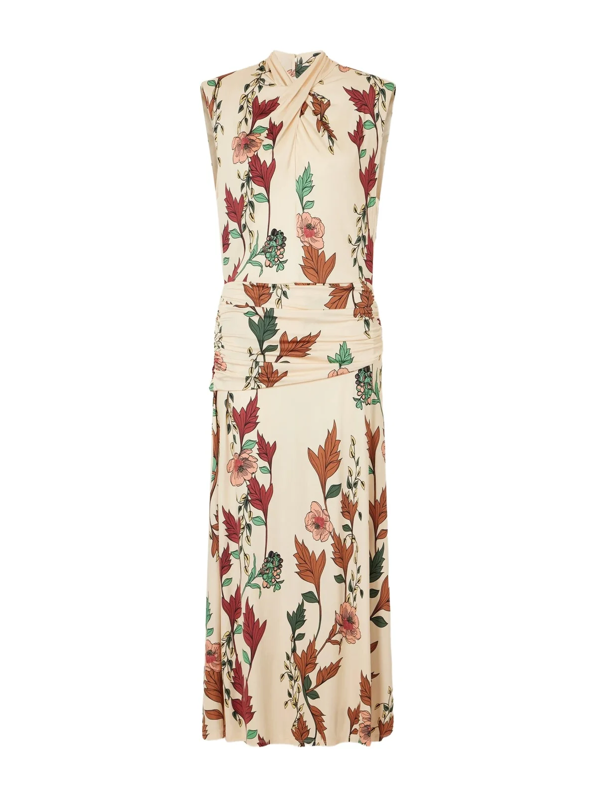 Hibiscus Compass Floral-print Satin Maxi Dress Hibiscus Compass Floral-print Satin Maxi Dress