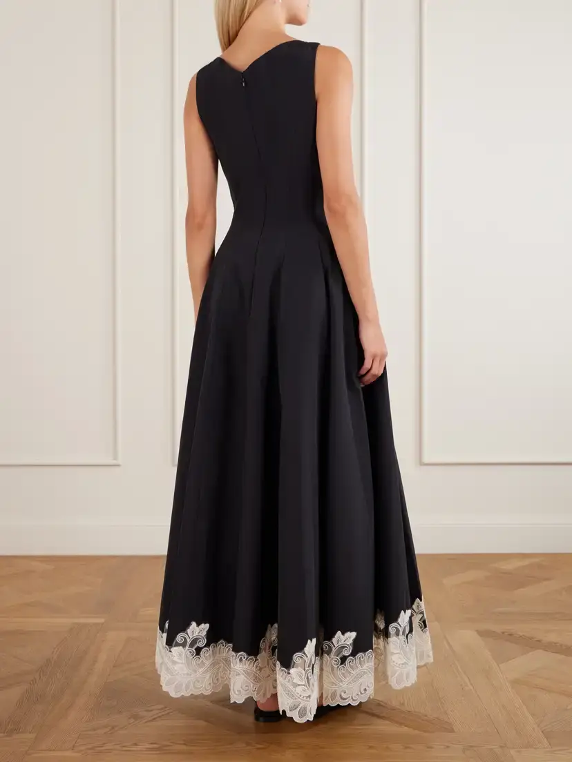 Simkhai Mira Lace-trimmed Cotton-blend Faille Maxi Dress | Thumbnail 3 Simkhai Mira Lace-trimmed Cotton-blend Faille Maxi Dress | Thumbnail 3