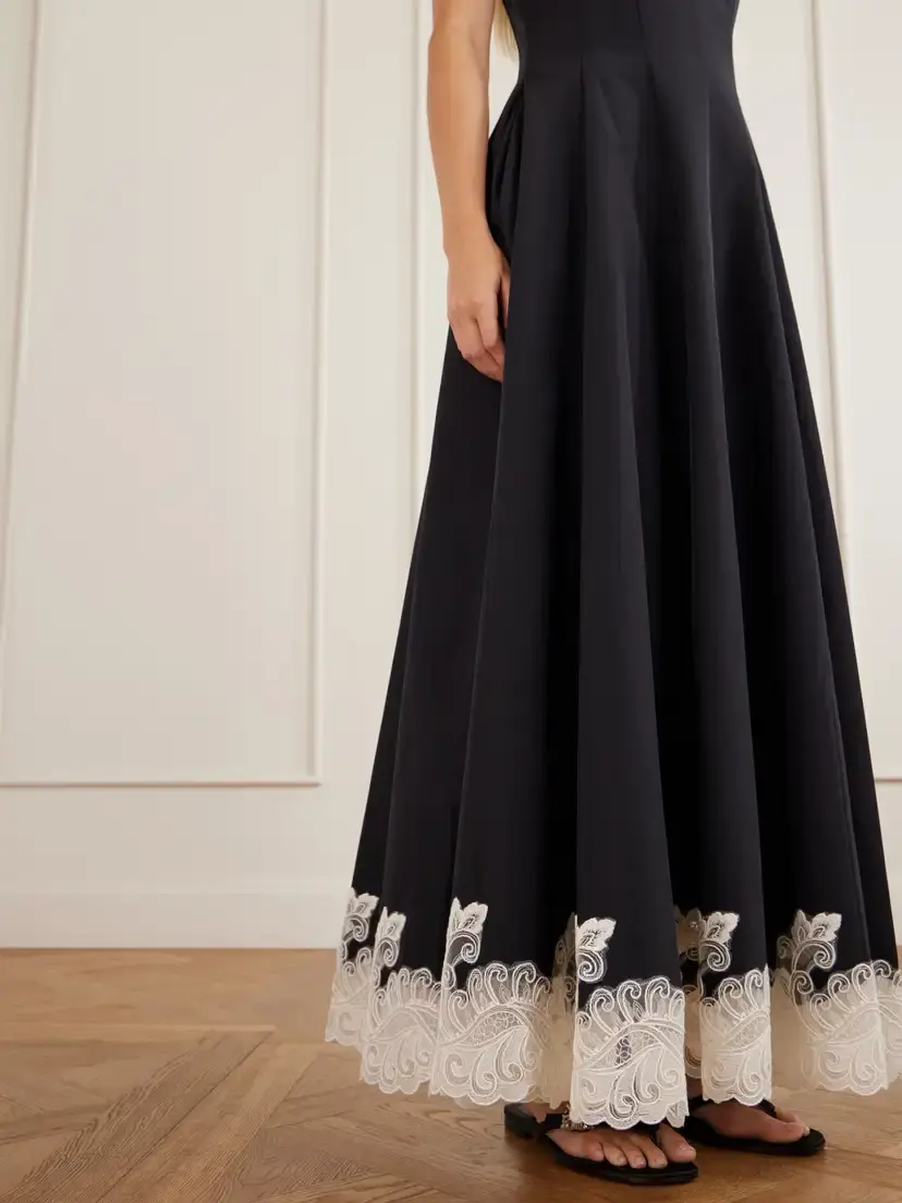 Simkhai Mira Lace-trimmed Cotton-blend Faille Maxi Dress | Thumbnail 4 Simkhai Mira Lace-trimmed Cotton-blend Faille Maxi Dress | Thumbnail 4