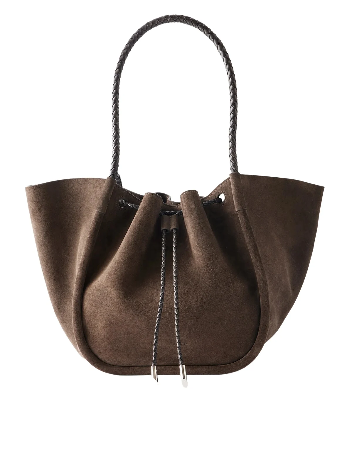 Large Ruched Leather-trimmed Suede Tote Large Ruched Leather-trimmed Suede Tote
