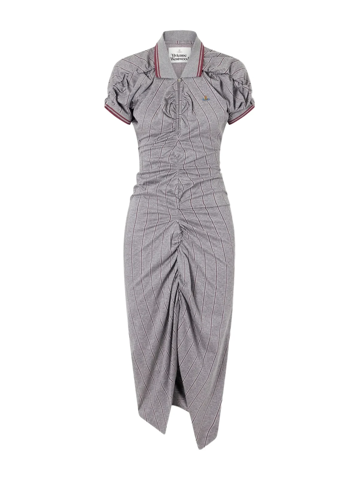 Logo-embroidered Striped Gathered Cotton Jersey Midi Dress Logo-embroidered Striped Gathered Cotton Jersey Midi Dress