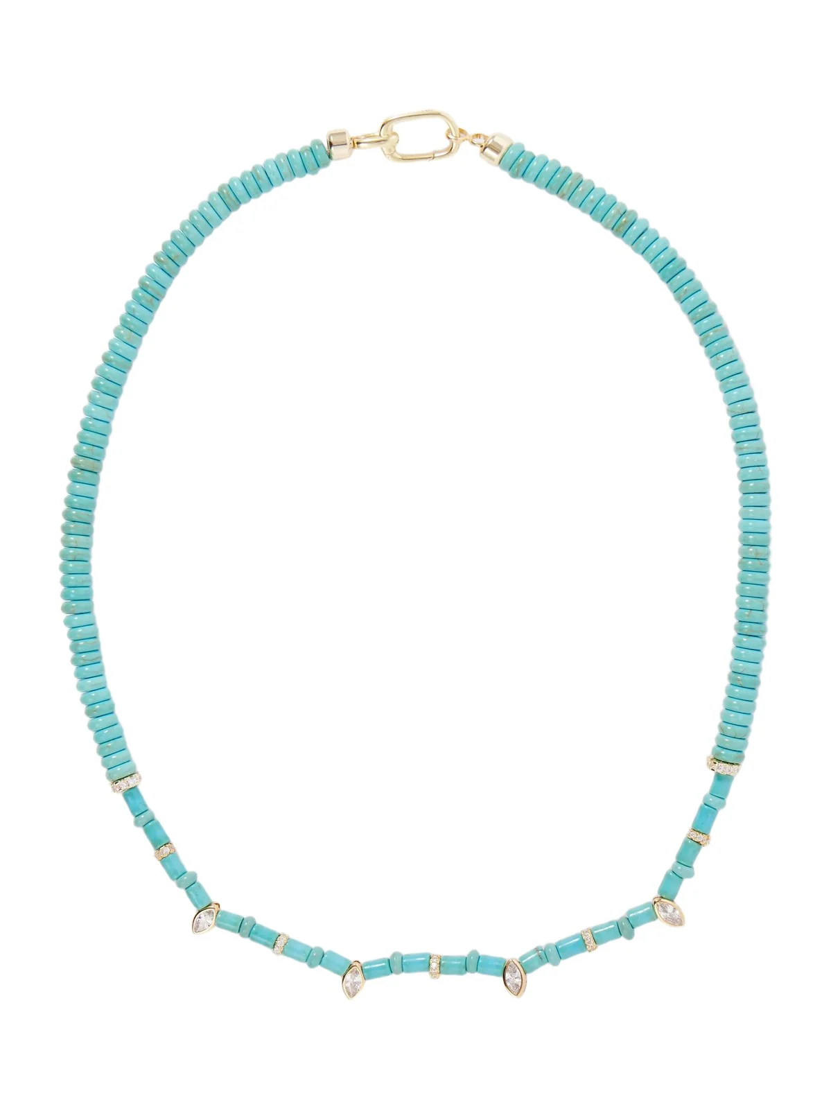 Ella Turquoise And Crystals 14-karat Gold-plated Beaded Necklace Ella Turquoise And Crystals 14-karat Gold-plated Beaded Necklace