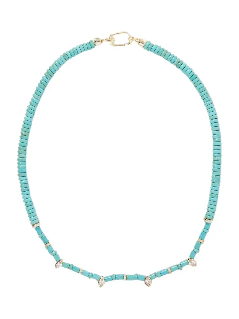 Martha Calvo Ella Turquoise And Crystals 14-karat Gold-plated Beaded Necklace | Image 1 Martha Calvo Ella Turquoise And Crystals 14-karat Gold-plated Beaded Necklace | Image 1