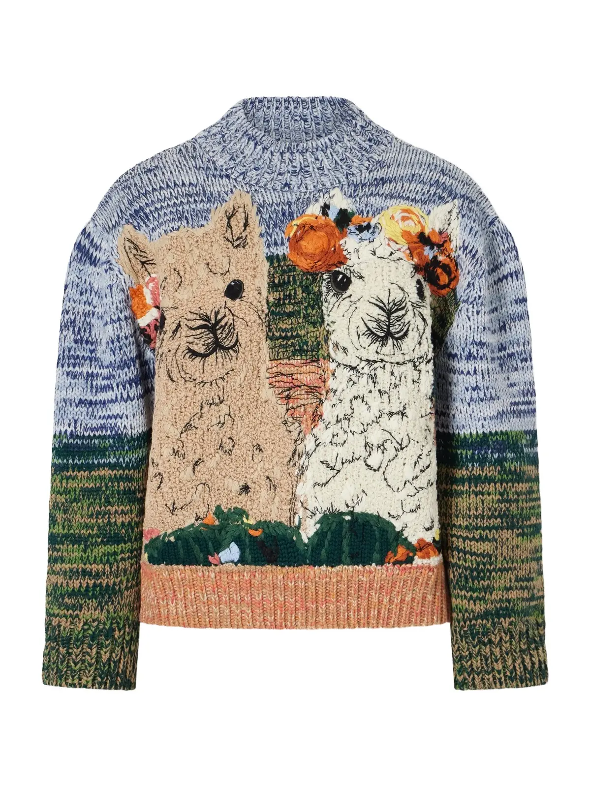 Mélange Knitted Embroidered Wool Sweater Mélange Knitted Embroidered Wool Sweater