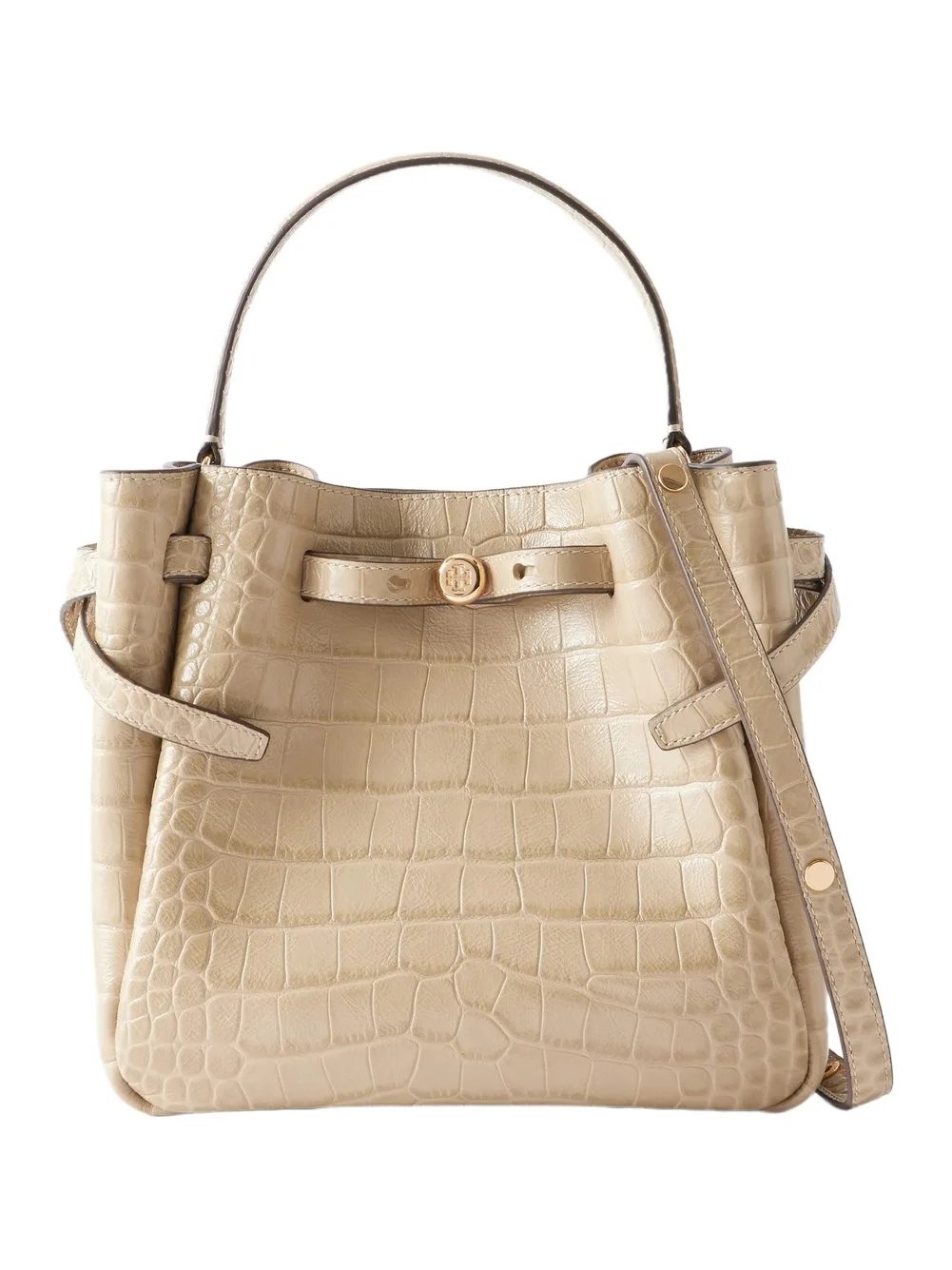Croc-effect Logo-embellished Leather Shoulder Bag