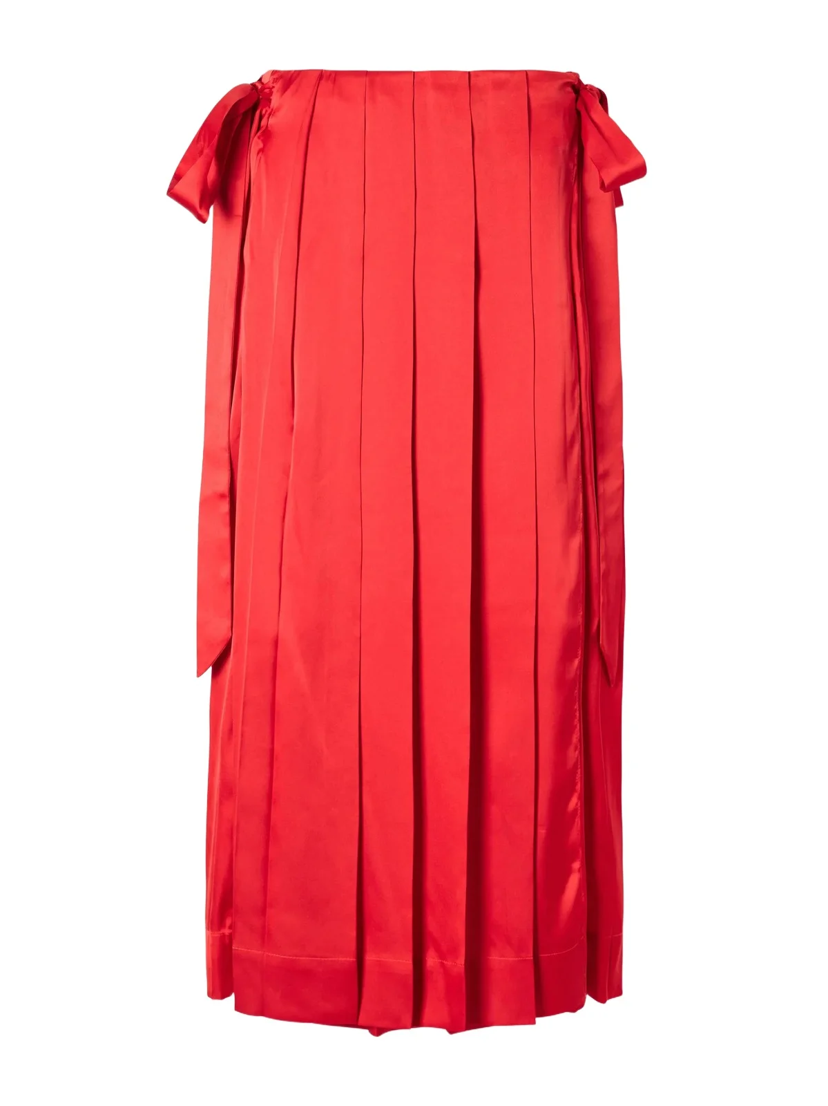 Pleated Sheer Satin Midi Skirt