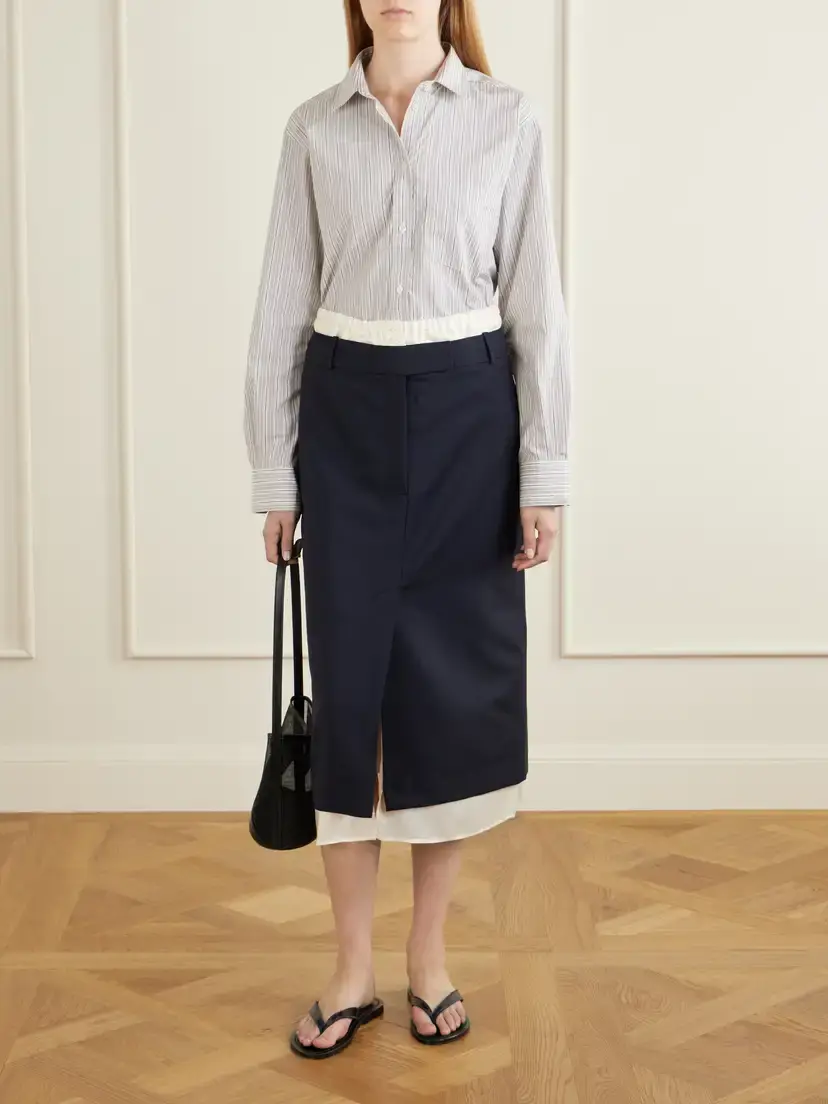 RÓHE Ruched Wool And Mohair-blend Midi Skirt | Thumbnail 2 RÓHE Ruched Wool And Mohair-blend Midi Skirt | Thumbnail 2