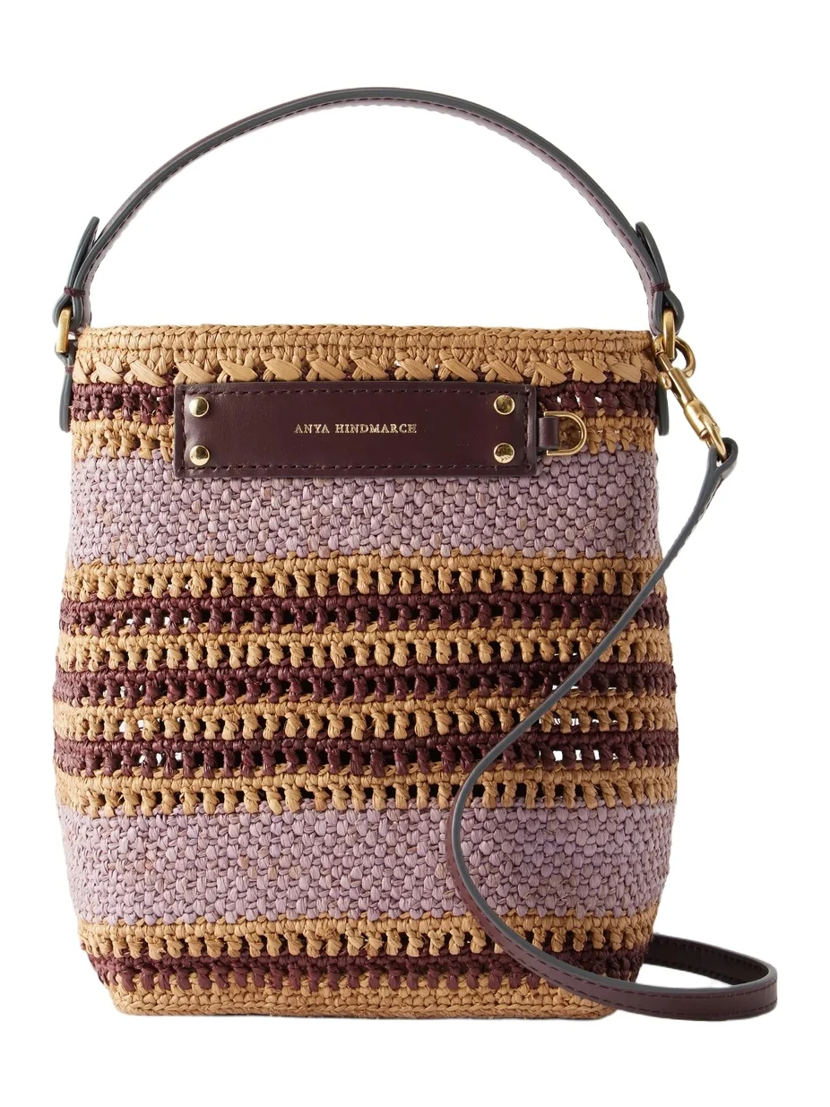 Striped Raffia Cross Body Bag
