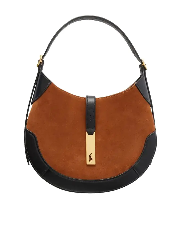 Polo Ralph Lauren Leather-trimmed Suede Shoulder Bag | Image 1 Polo Ralph Lauren Leather-trimmed Suede Shoulder Bag | Image 1