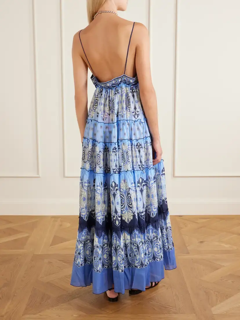 La DoubleJ Nymph Tiered Printed Cotton Maxi Dress | Thumbnail 3