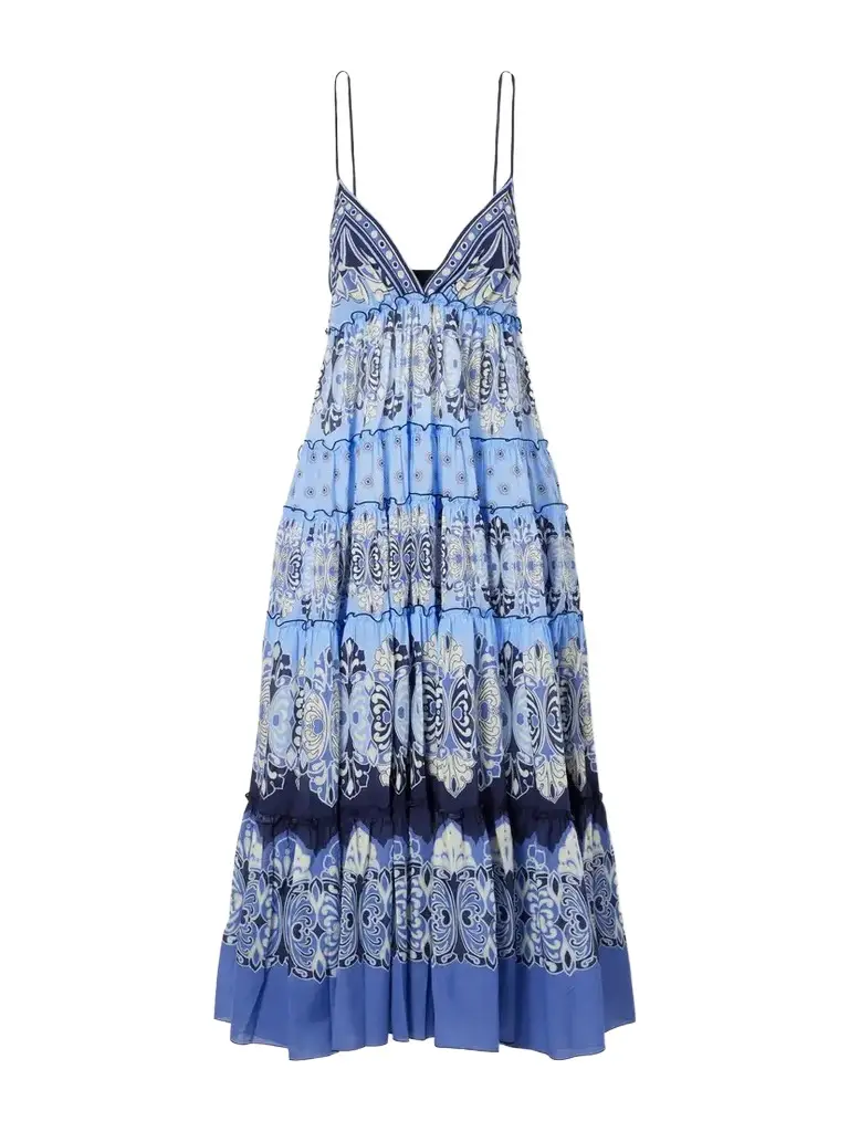 La DoubleJ Nymph Tiered Printed Cotton Maxi Dress
