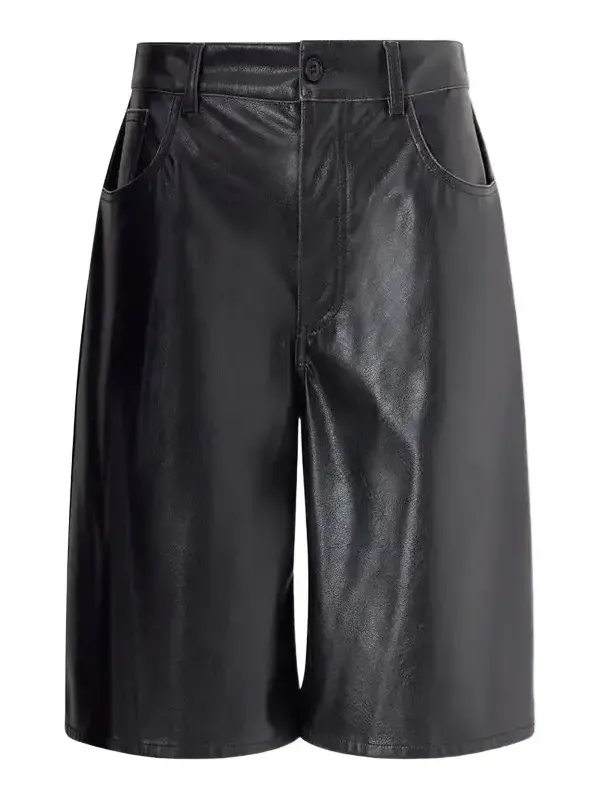 Leather-effect Knee-length Shorts
