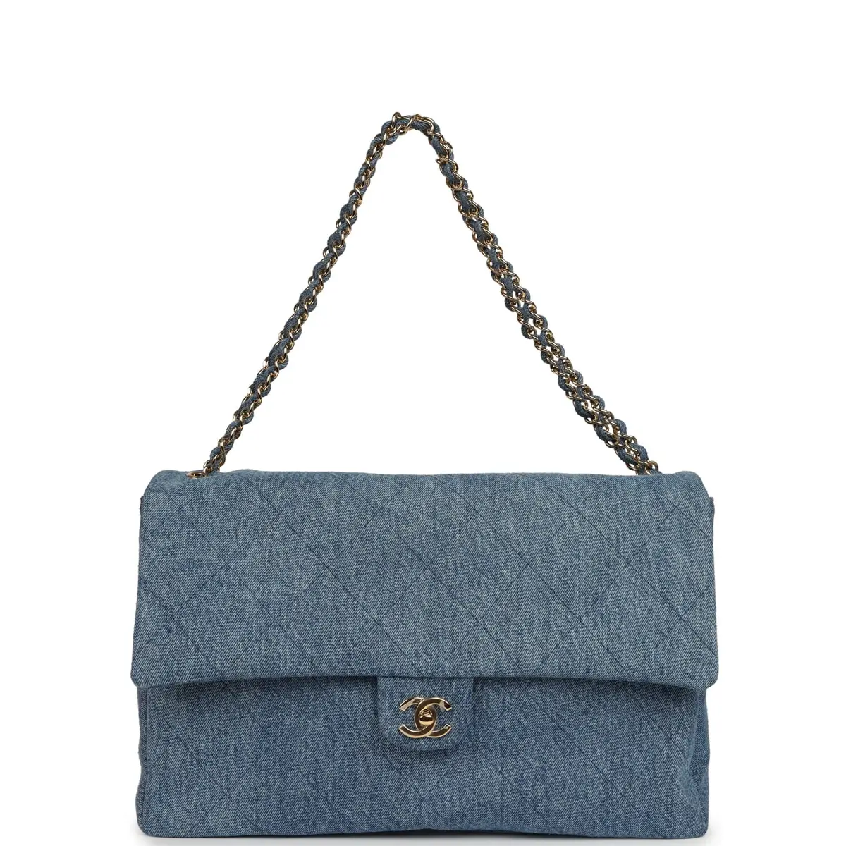 Chanel Chanel Maxi "Souplissimo" Large Flap Bag Blue Denim Gold Hardware | Thumbnail 7 Chanel Chanel Maxi "Souplissimo" Large Flap Bag Blue Denim Gold Hardware | Thumbnail 7