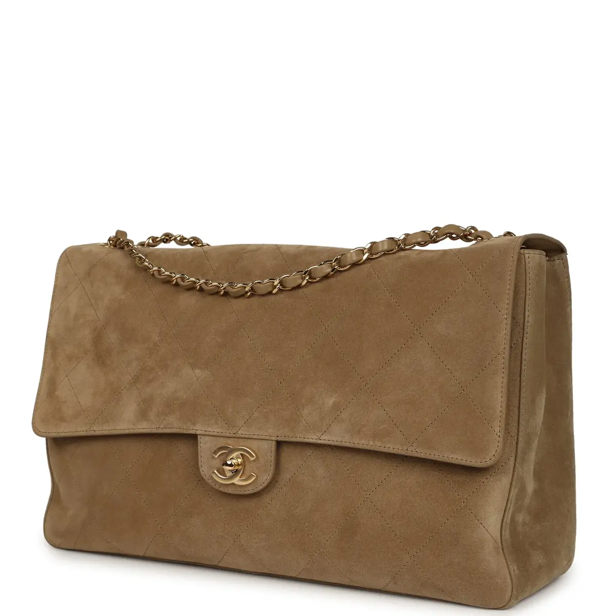 Chanel Chanel Maxi "Souplissimo" Large Flap Bag Dark Beige Suede Gold Hardware | Thumbnail 5 Chanel Chanel Maxi "Souplissimo" Large Flap Bag Dark Beige Suede Gold Hardware | Thumbnail 5