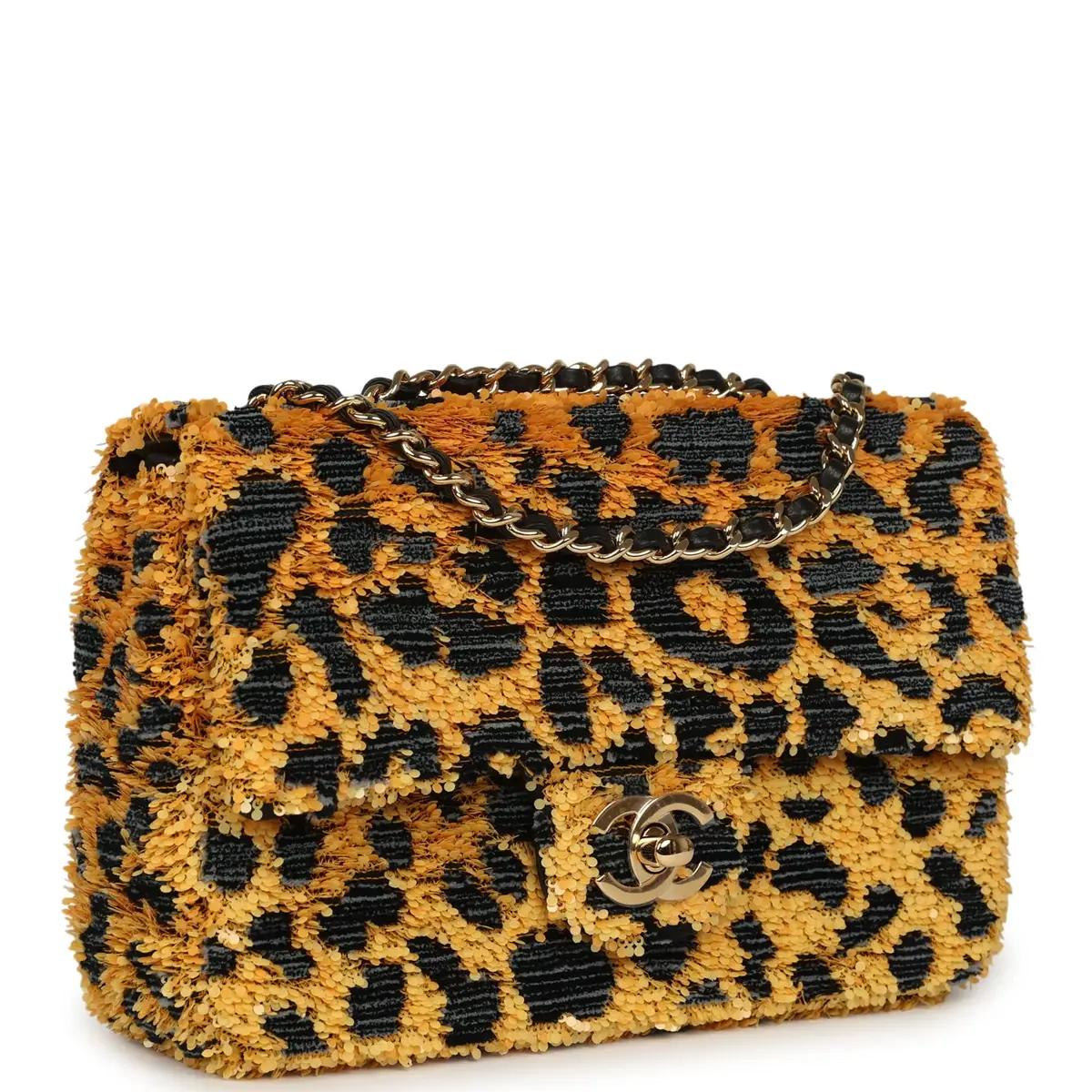 Chanel Chanel Mini Cheetah Print Flap Bag Orange, Black Sequin Gold Hardware | Thumbnail 2