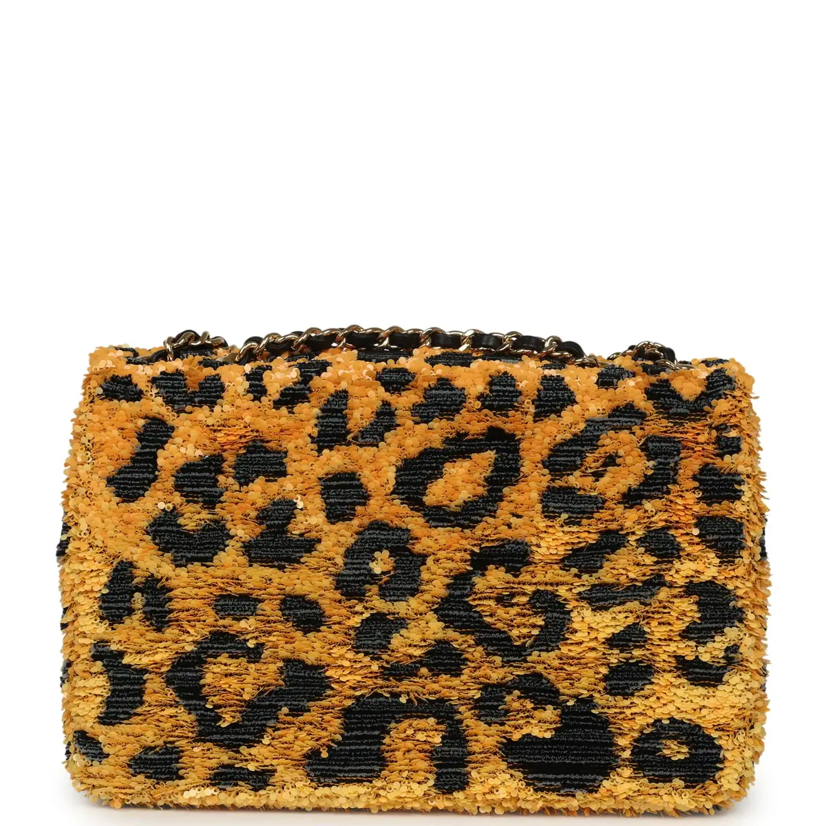 Chanel Chanel Mini Cheetah Print Flap Bag Orange, Black Sequin Gold Hardware | Thumbnail 4