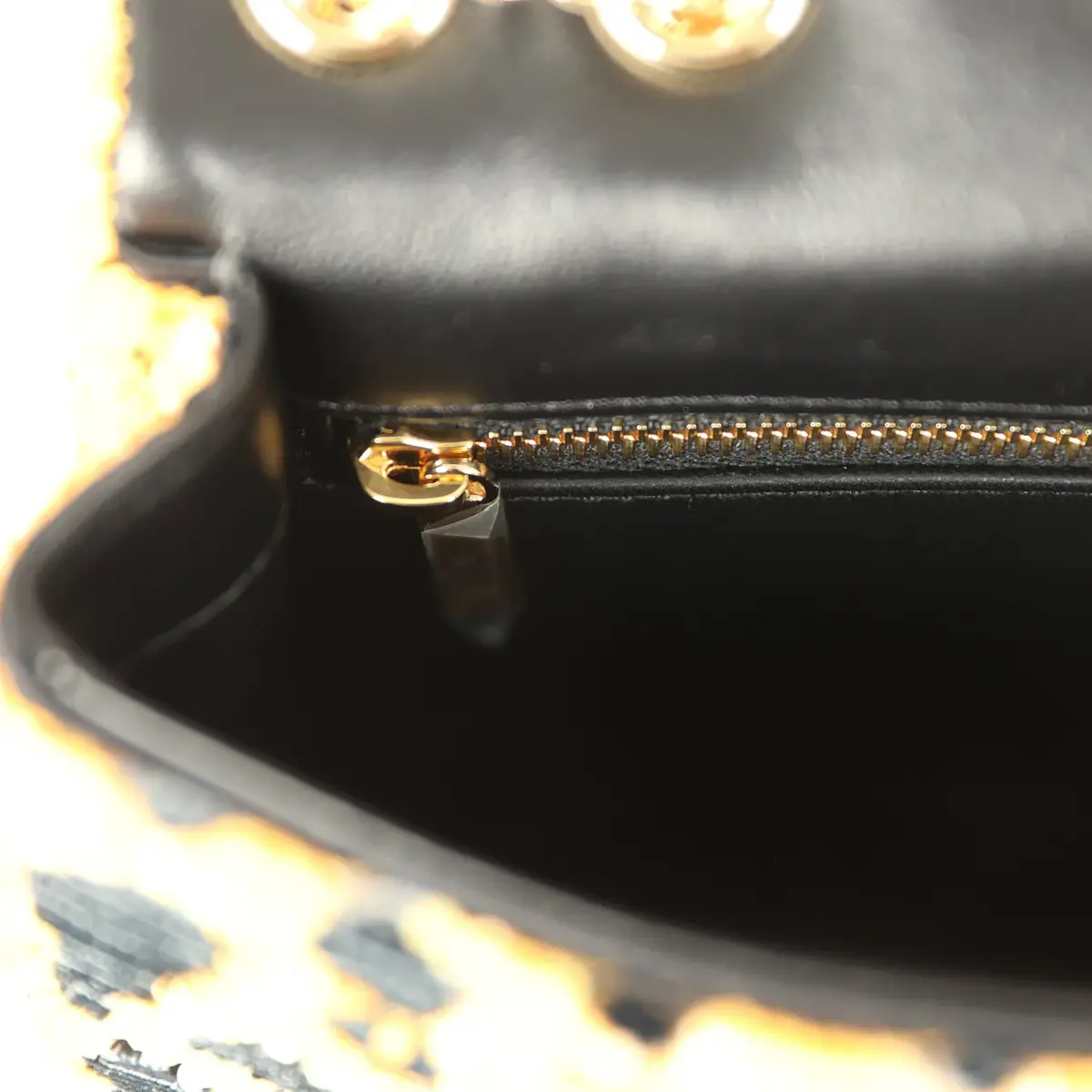 Chanel Chanel Mini Cheetah Print Flap Bag Orange, Black Sequin Gold Hardware | Thumbnail 9