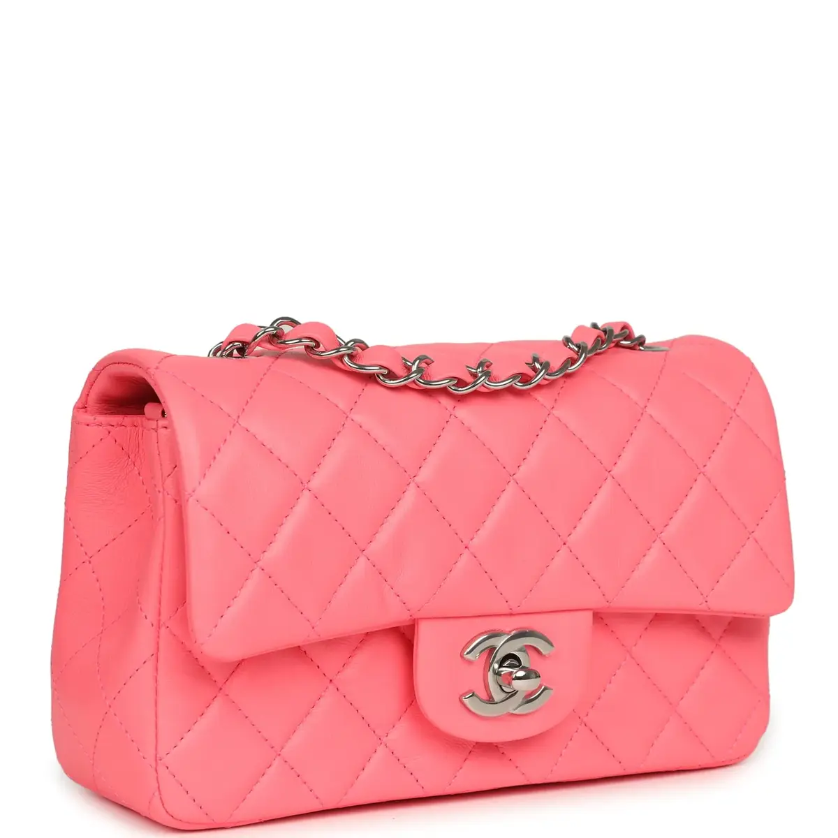 Chanel Chanel Mini Classic Rectangular Flap Bag Coral Lambskin Silver Hardware | Thumbnail 2 Chanel Chanel Mini Classic Rectangular Flap Bag Coral Lambskin Silver Hardware | Thumbnail 2