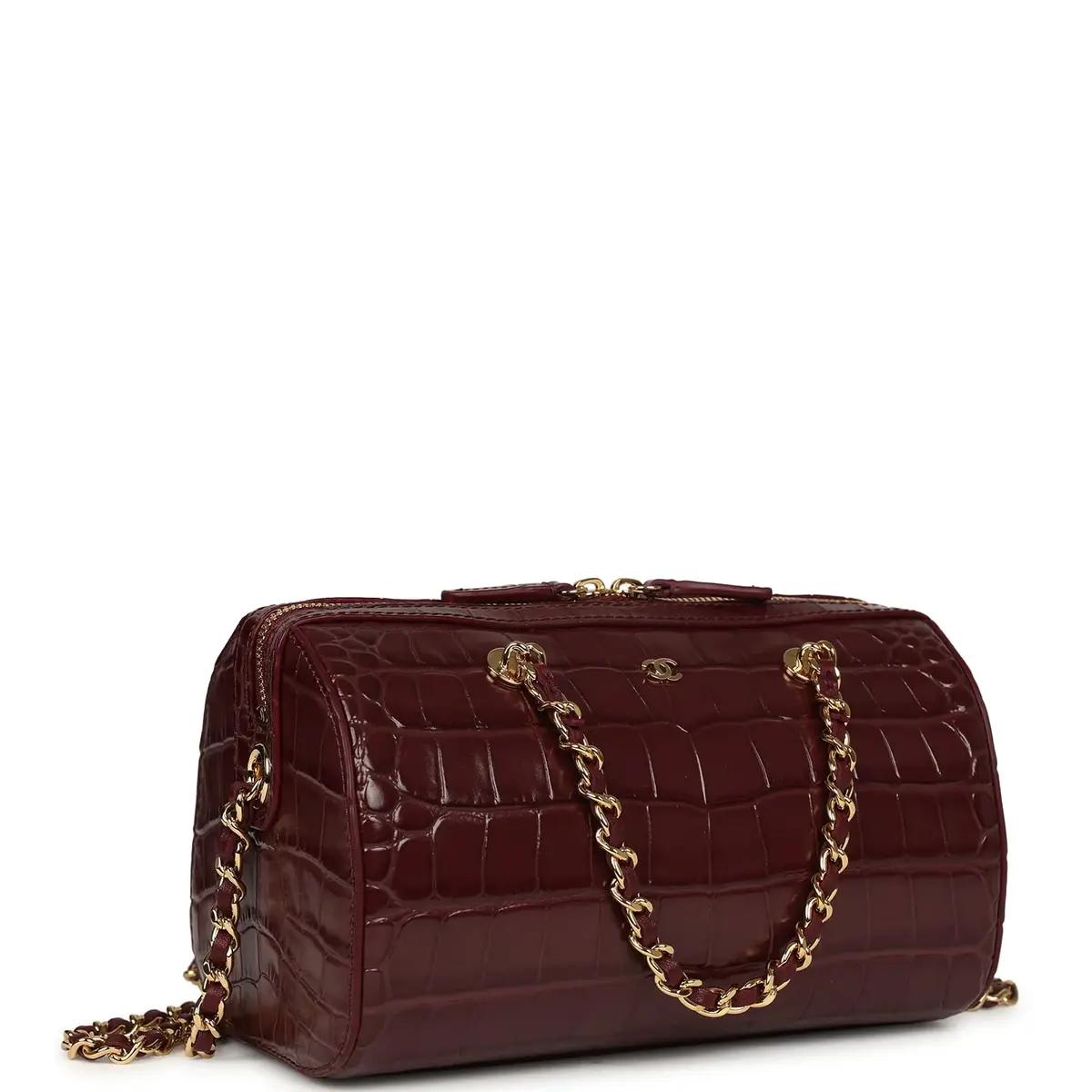 Chanel Chanel Mini Timeless Classic Barrel Bag with Chain Dark Burgundy Croco Embossed Calfskin Gold Hardware | Thumbnail 2 Chanel Chanel Mini Timeless Classic Barrel Bag with Chain Dark Burgundy Croco Embossed Calfskin Gold Hardware | Thumbnail 2