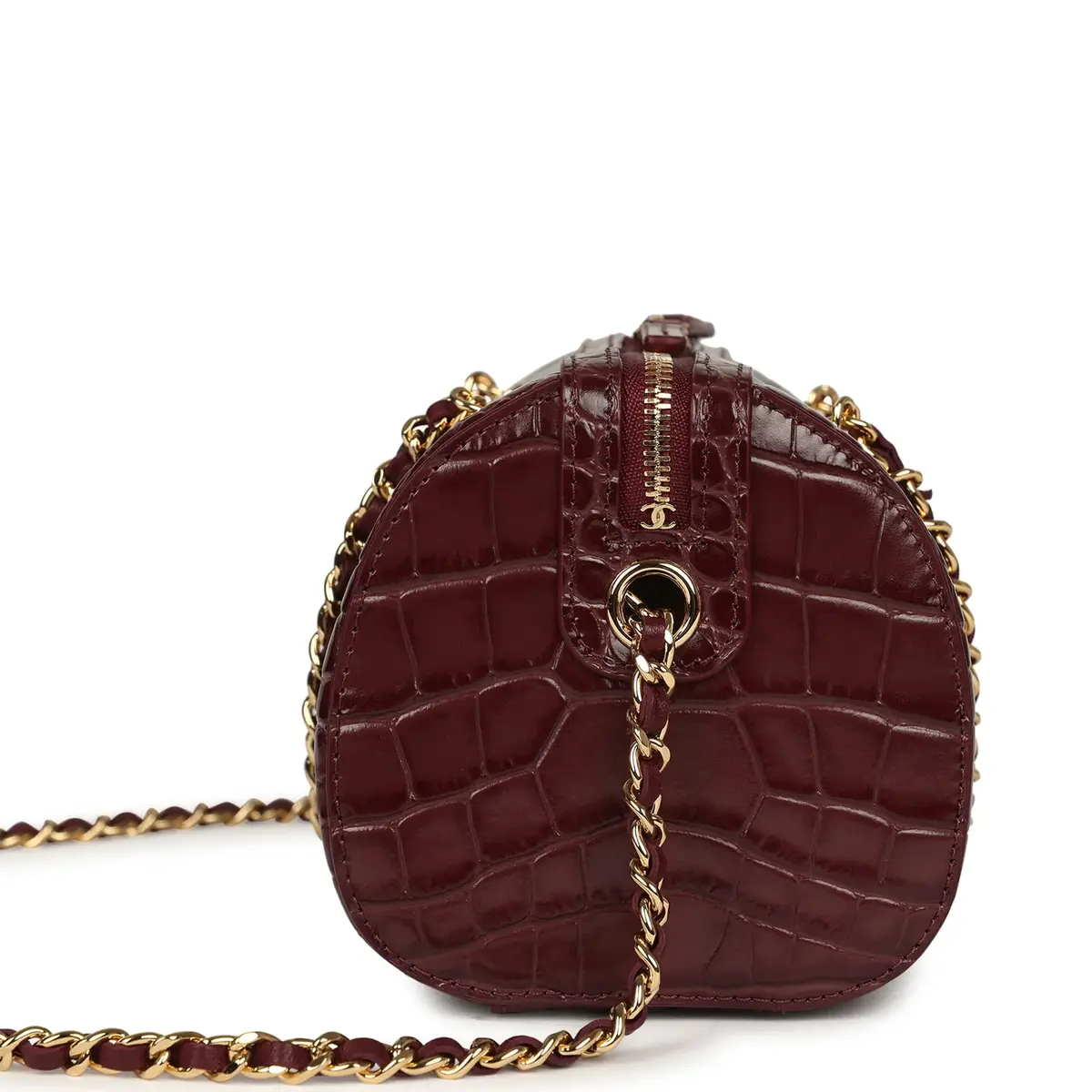 Chanel Chanel Mini Timeless Classic Barrel Bag with Chain Dark Burgundy Croco Embossed Calfskin Gold Hardware | Thumbnail 3 Chanel Chanel Mini Timeless Classic Barrel Bag with Chain Dark Burgundy Croco Embossed Calfskin Gold Hardware | Thumbnail 3