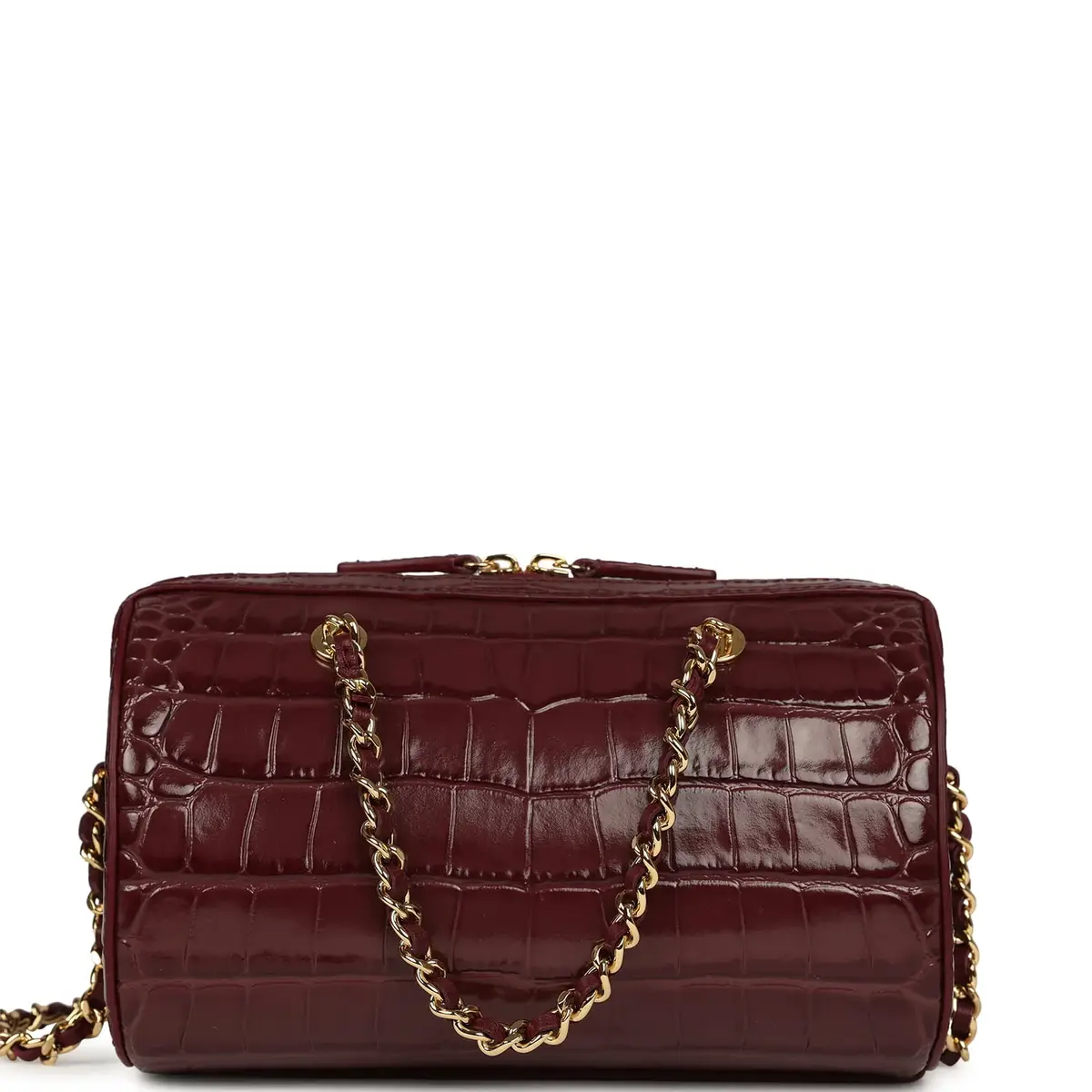 Chanel Chanel Mini Timeless Classic Barrel Bag with Chain Dark Burgundy Croco Embossed Calfskin Gold Hardware | Thumbnail 4 Chanel Chanel Mini Timeless Classic Barrel Bag with Chain Dark Burgundy Croco Embossed Calfskin Gold Hardware | Thumbnail 4