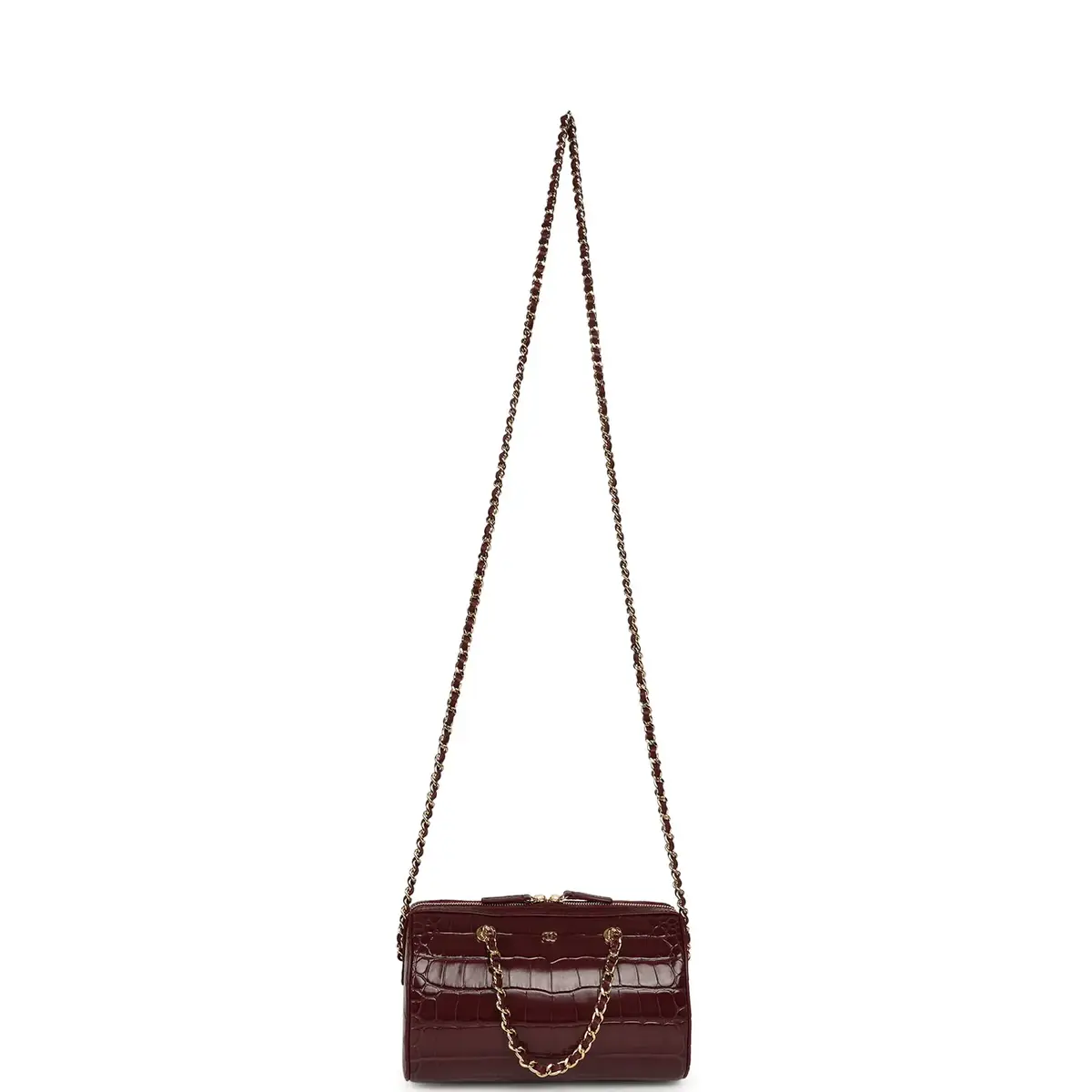 Chanel Chanel Mini Timeless Classic Barrel Bag with Chain Dark Burgundy Croco Embossed Calfskin Gold Hardware | Thumbnail 7 Chanel Chanel Mini Timeless Classic Barrel Bag with Chain Dark Burgundy Croco Embossed Calfskin Gold Hardware | Thumbnail 7