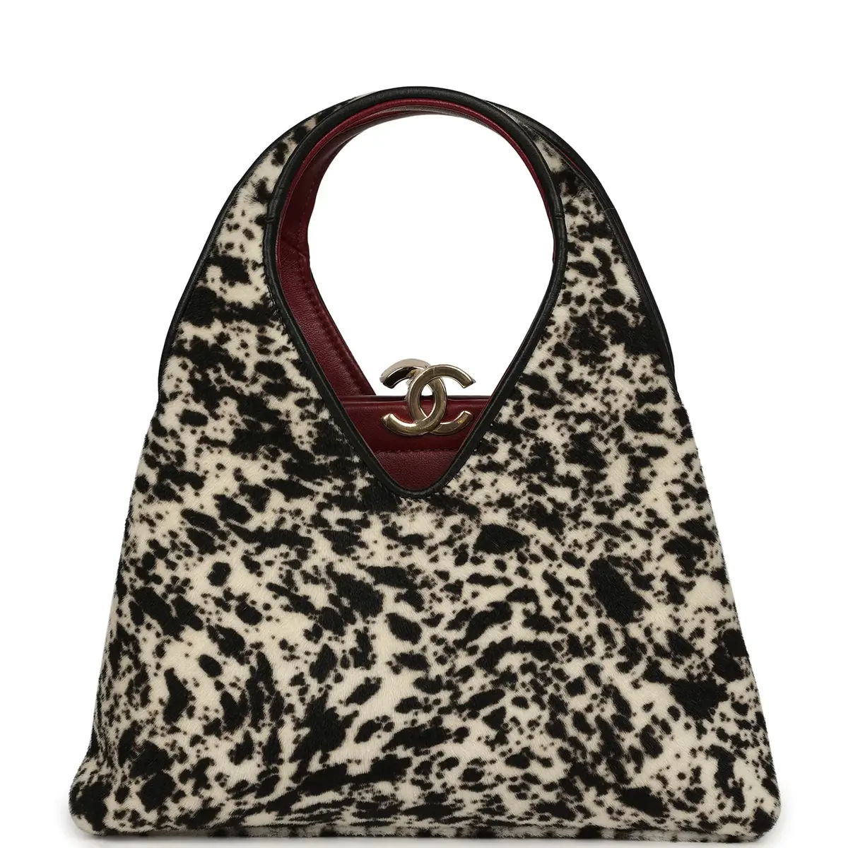Chanel Chanel Small Chic Lady "Dalmatian Print" Shopping Bag Black, White Pony Hair Gold Hardware | Thumbnail 4 Chanel Chanel Small Chic Lady "Dalmatian Print" Shopping Bag Black, White Pony Hair Gold Hardware | Thumbnail 4