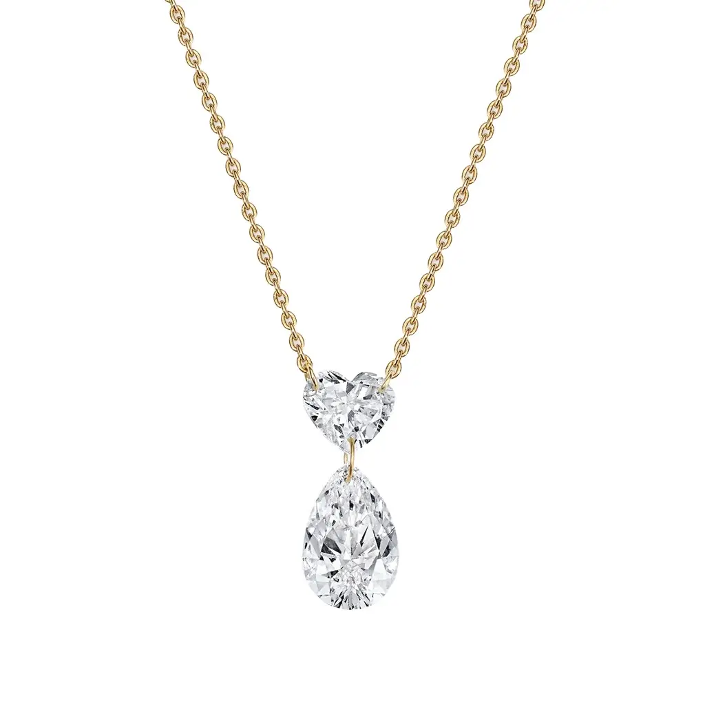Stephanie Gottlieb Lola Lab Grown Heart and Pear Drop Drilled Diamond Necklace