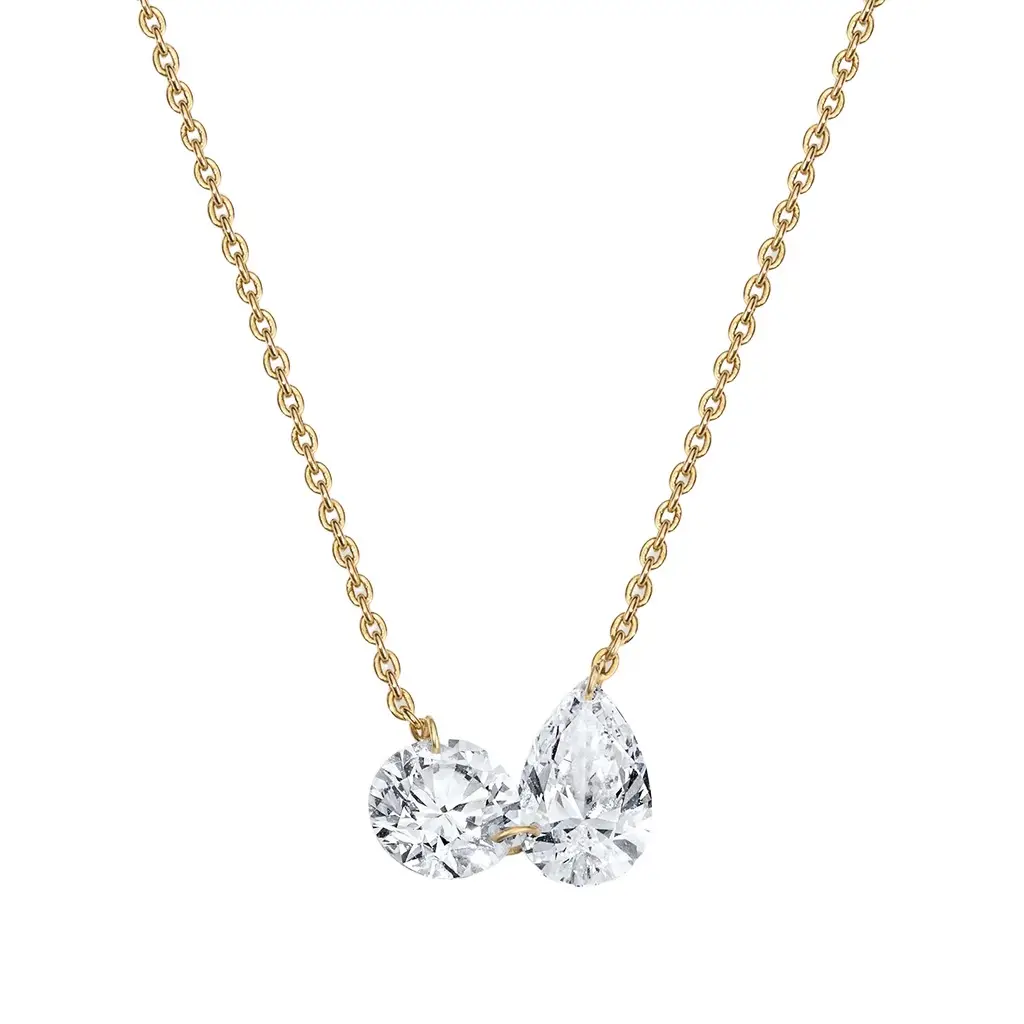 Lola Lab Grown Pear and Round Drilled Diamond Station Necklace Lola Lab Grown Pear and Round Drilled Diamond Station Necklace