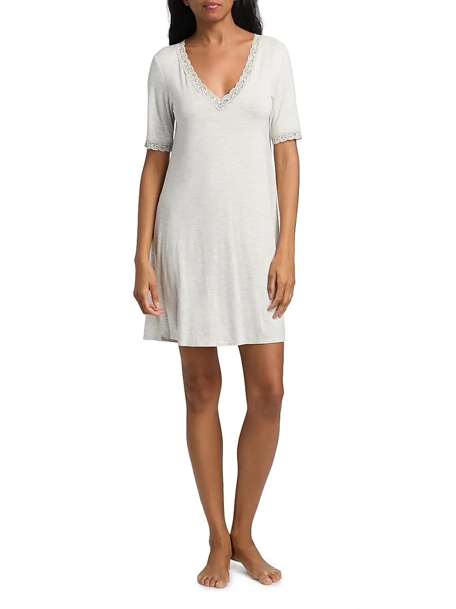 Natori Women's Feathers Essentials Lace-Trim A-line Minidress | Thumbnail 2 Natori Women's Feathers Essentials Lace-Trim A-line Minidress | Thumbnail 2