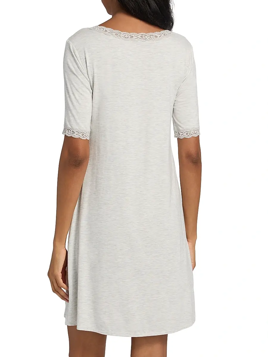 Natori Women's Feathers Essentials Lace-Trim A-line Minidress | Thumbnail 4 Natori Women's Feathers Essentials Lace-Trim A-line Minidress | Thumbnail 4