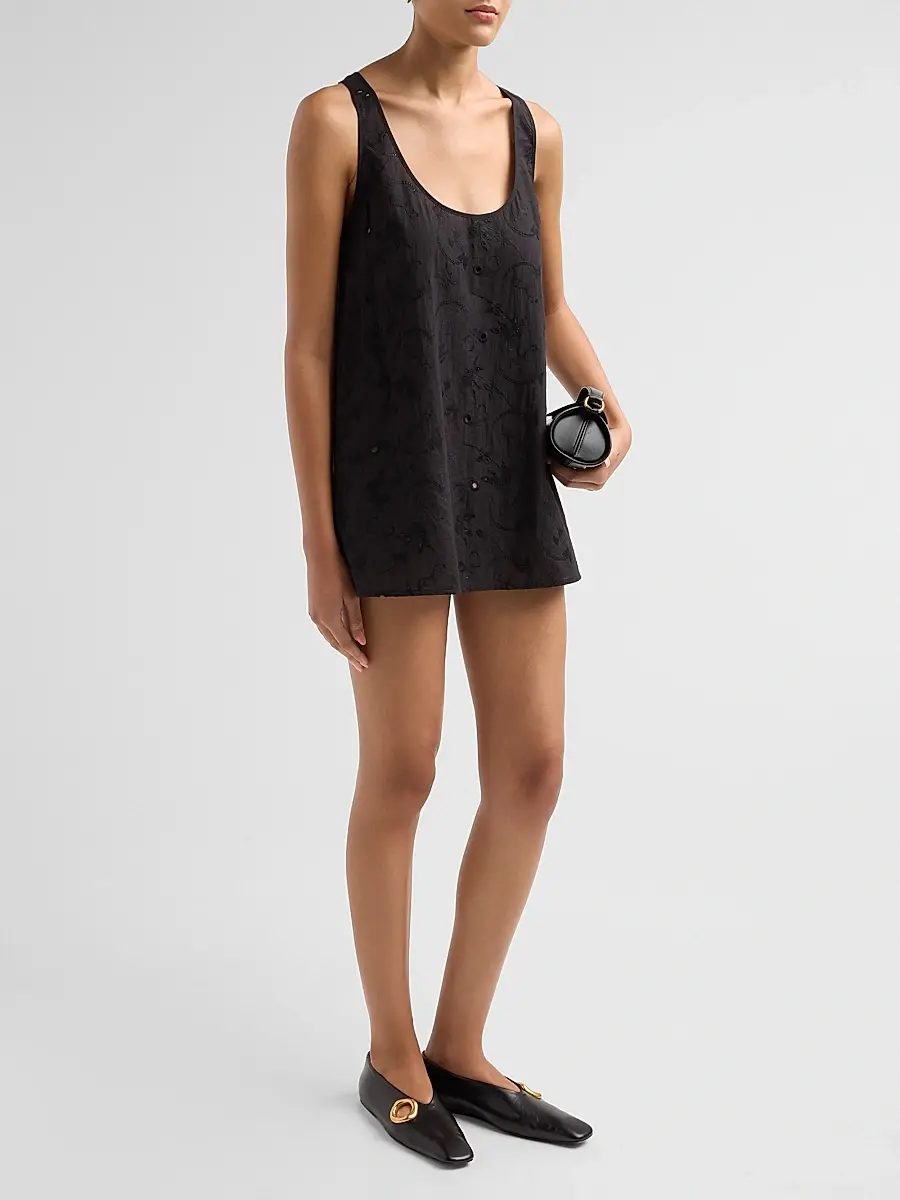 Kiki de Montparnasse Women's Simone Cotton Eyelet Mini Dress | Thumbnail 4 Kiki de Montparnasse Women's Simone Cotton Eyelet Mini Dress | Thumbnail 4