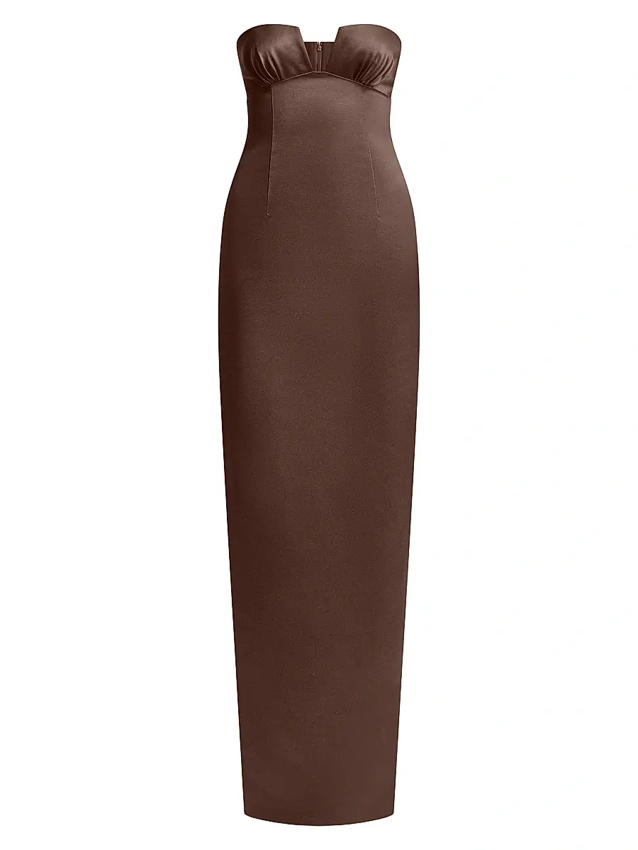 BCBGMAXAZRIA Women's Mariane Strapless Column Gown - Chocolate | Image 1 BCBGMAXAZRIA Women's Mariane Strapless Column Gown - Chocolate | Image 1